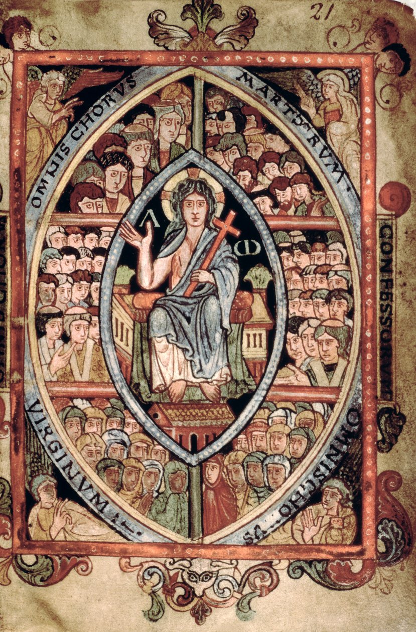 Christ in Majesty, from the Athelstan Psalter, Old Minster, Winchester by English School