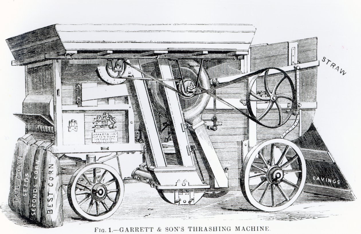 Garrett and Sons Patent Combined Threshing and Dressing Machine by English School