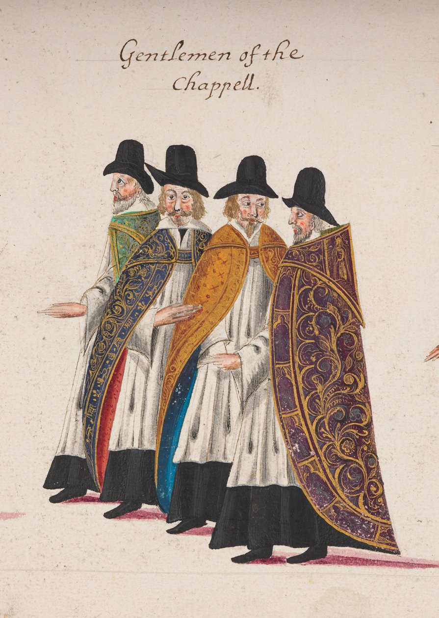 Gentlemen of the Chappell, detail of part of the funeral procession of Queen Elizabeth I to Westminster Abbey, 28 April 1603 by English School