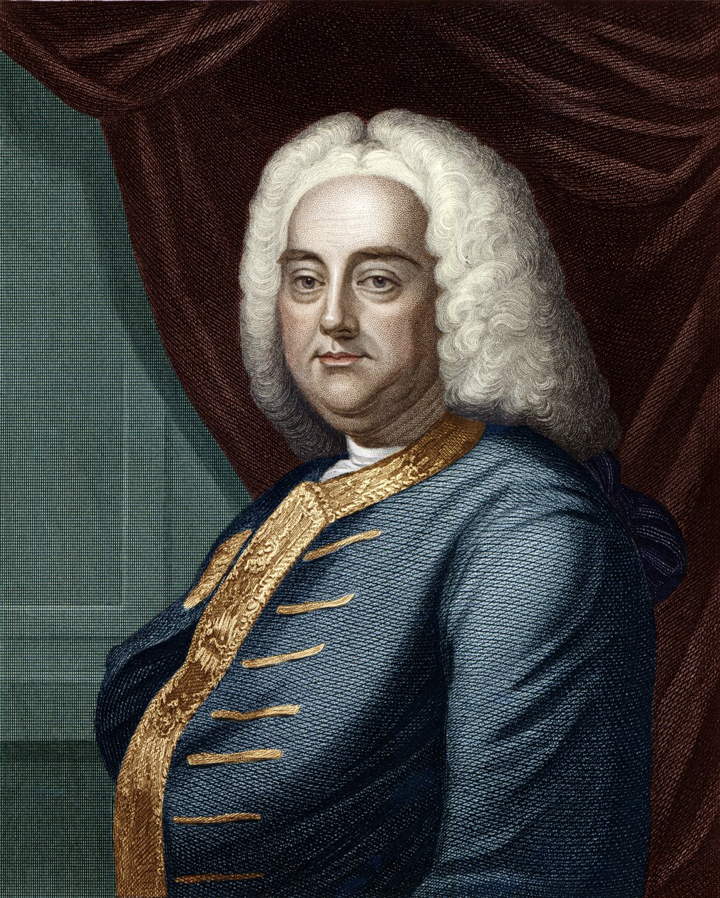George Frederic Handel, engraved by Thomson (later colouration)