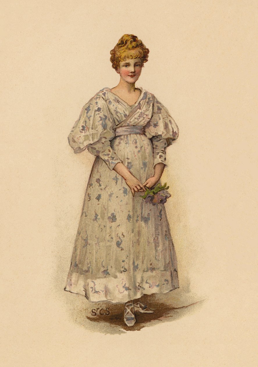 Girl Holding a Posy by English School