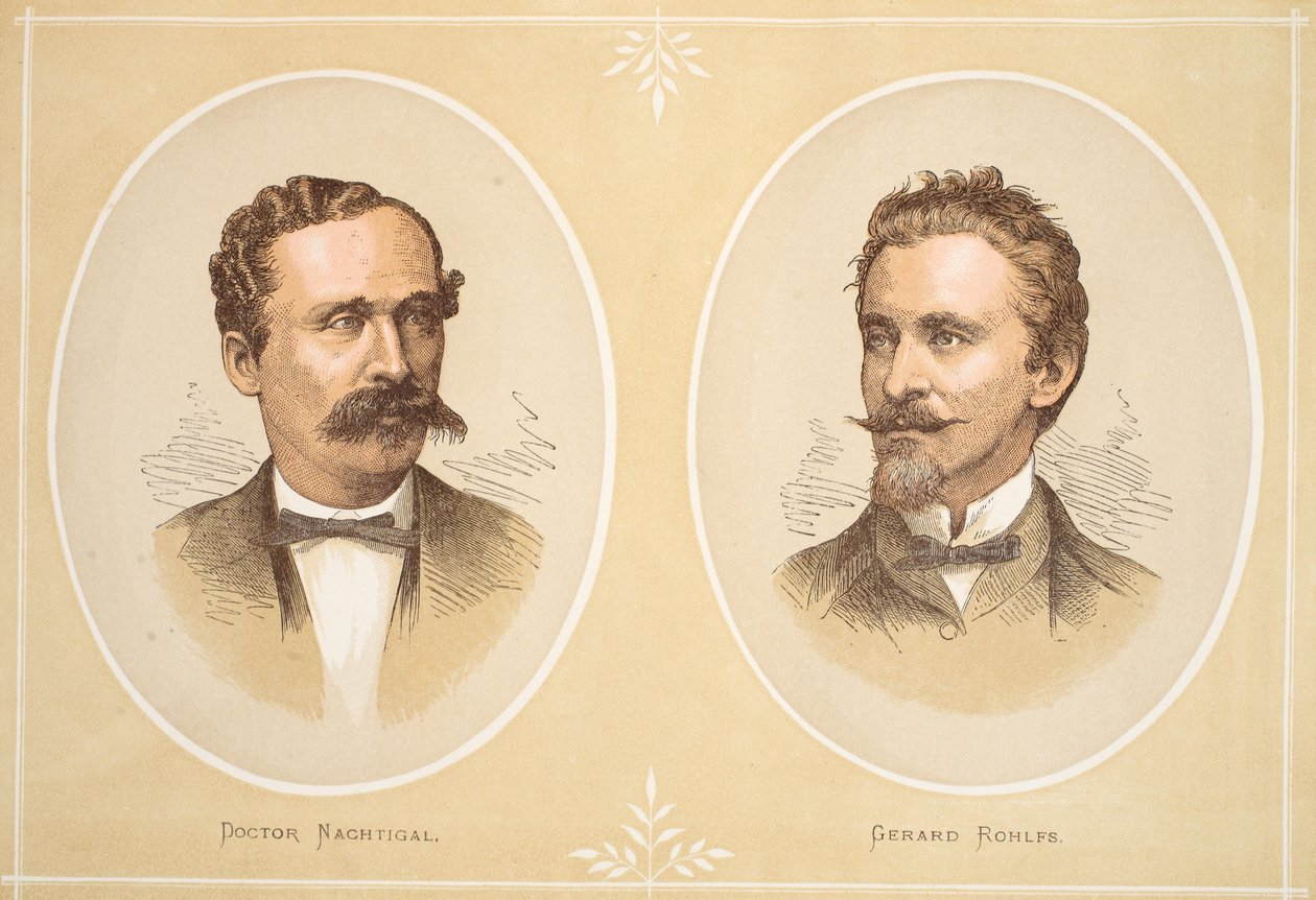Gustav Nachtigal and Gerard Rohlfs, illustration from The Pictorial Edition of the Life and Discoveries of David Livingstone by J. Ewing Richie by English School