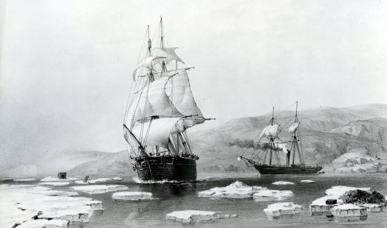 HMS Assistance and Pioneer breaking out of Winter quarters in 1854 by English School