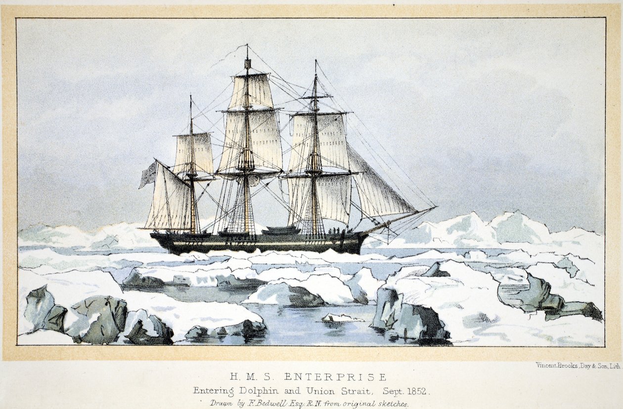 HMS Enterprise entering Dolphin and Union Strait, September 1852 by English School