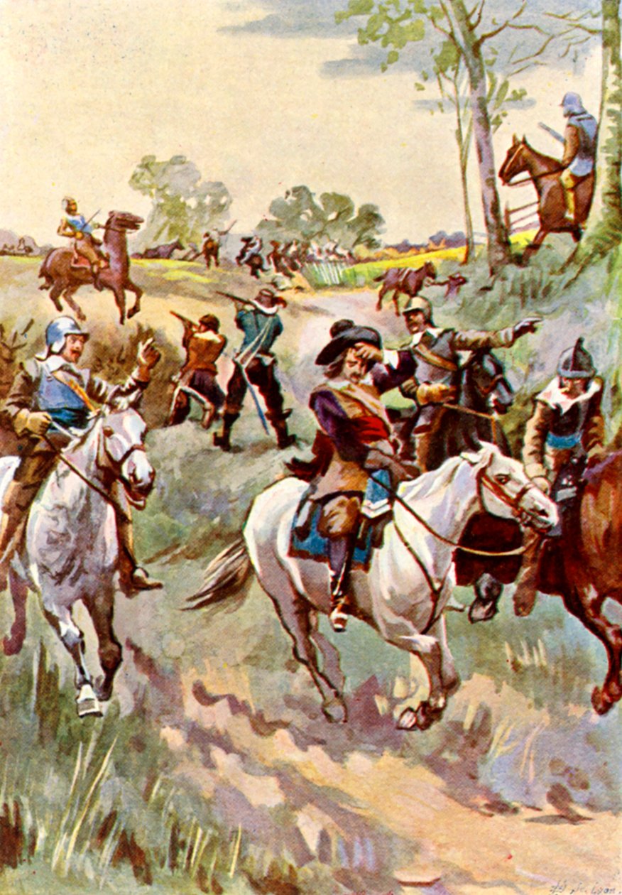 Hampden Mortally Wounded at Chalgrove Field by English School