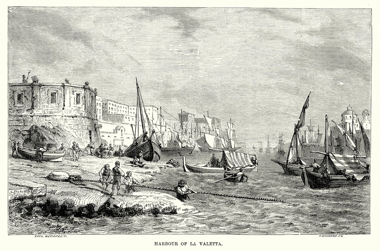 Harbour of La Valetta by English School