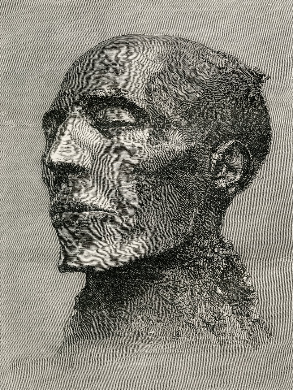 Head of the mummy of Menmaatre Seti I, also known as Sethos I, Pharaoh of Ancient Egypt, from The Worlds Inhabitants by G.T. Bettany, published 1888 by English School