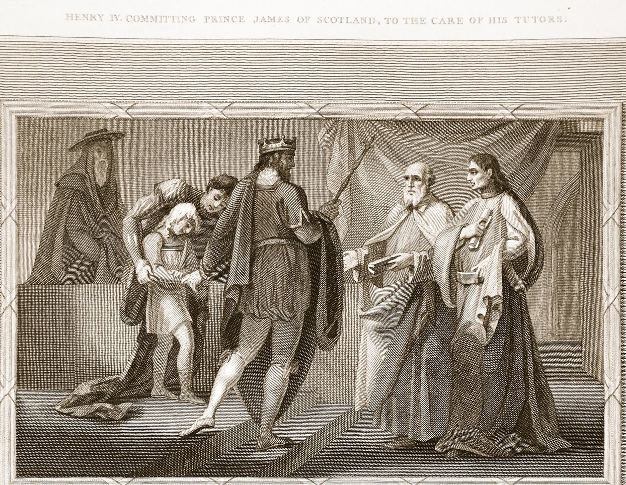 Henry IV Committing Prince James of Scotland to the Care of His Tutors, Illustration from David Hume