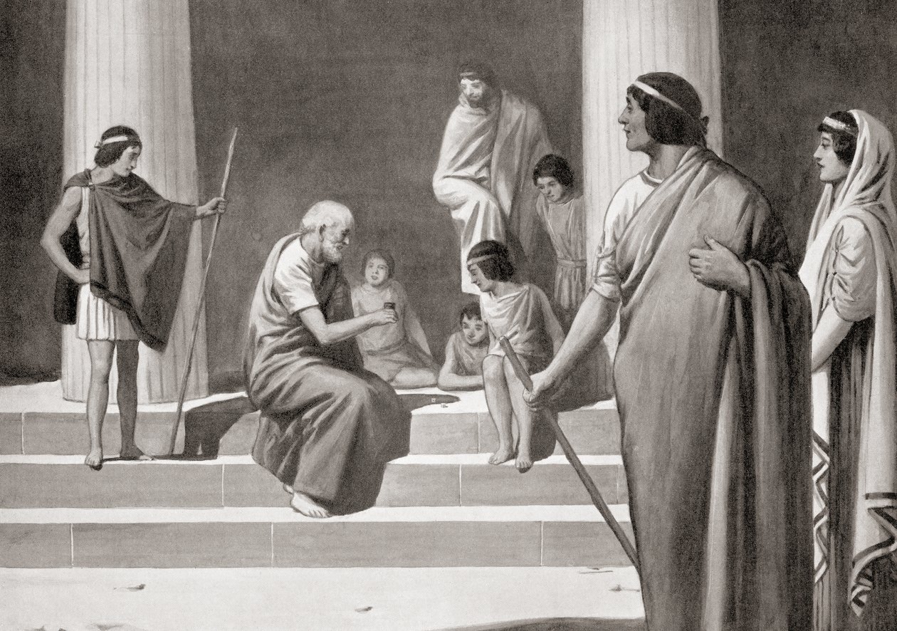 Heraclitus playing at dice with boys, from Hutchinson