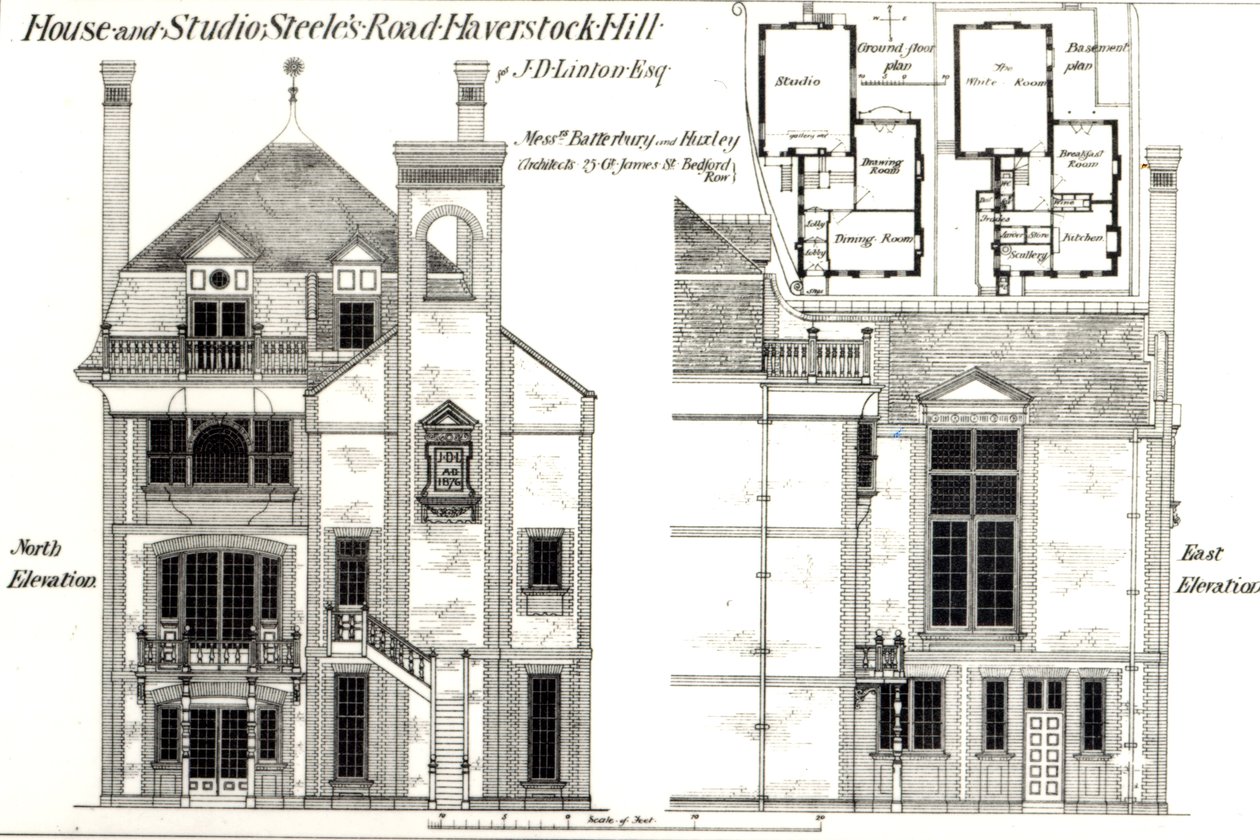 House and Studio, Steeles Road, Haverstock Hill, from The Building News, 9th February 1877 by English School