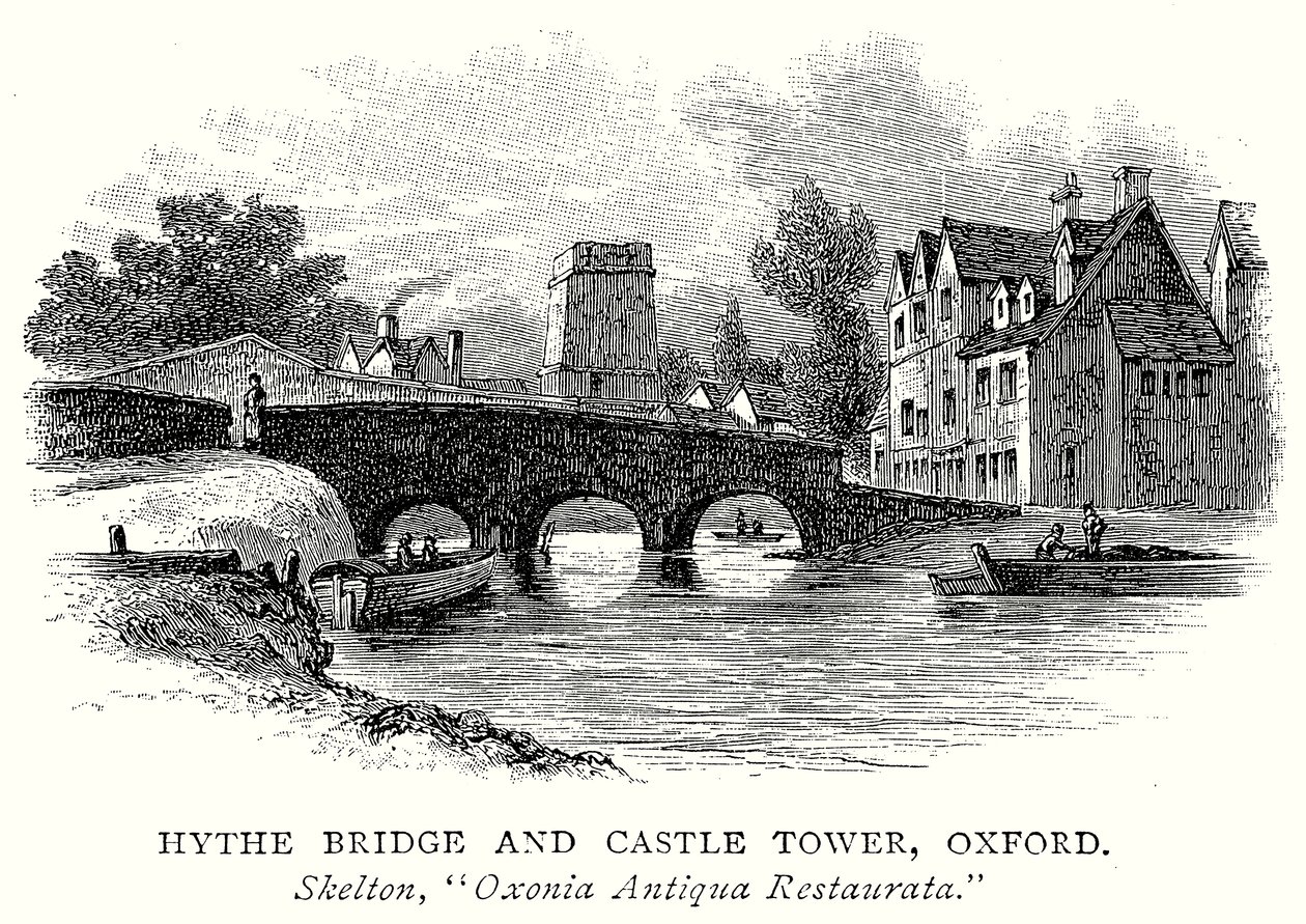 Hythe Bridge and Castle Tower, Oxford by English School