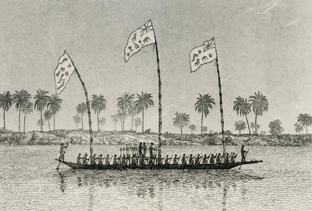 Iboe war canoe by English School