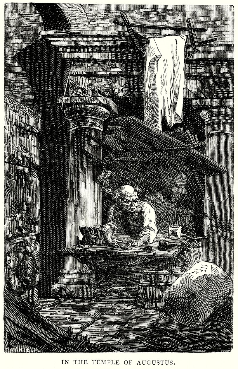In the Temple of Augustus (engraving) by English School