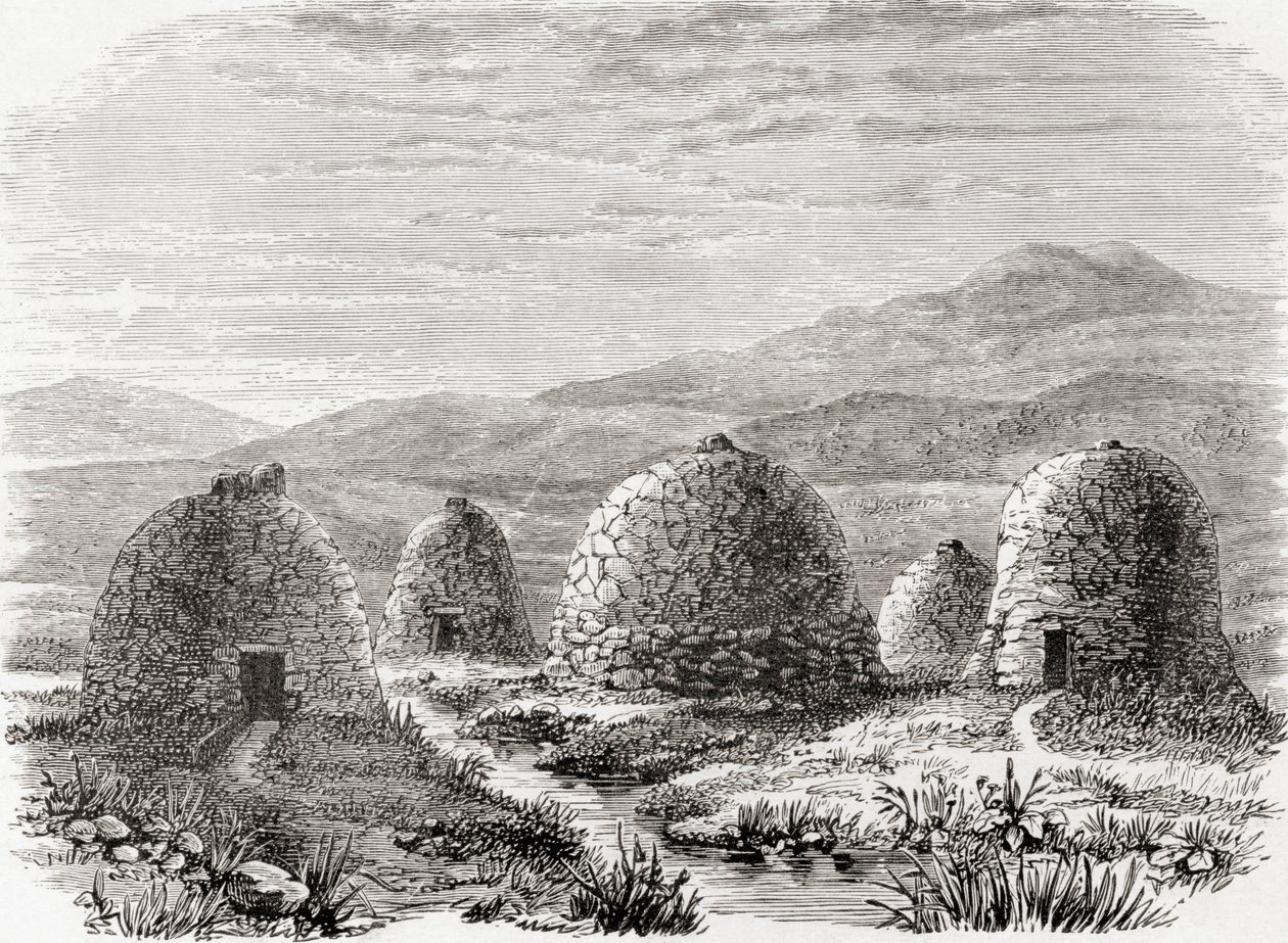 Inhabited huts on Uig, Island of Lewis in the Outer Hebrides in 1859, from 