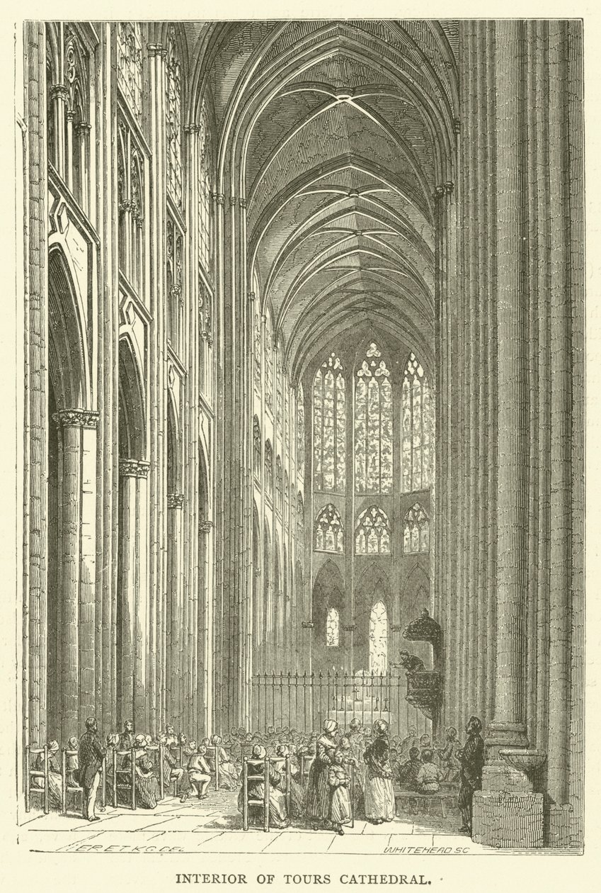 Interior of Tours Cathedral by English School