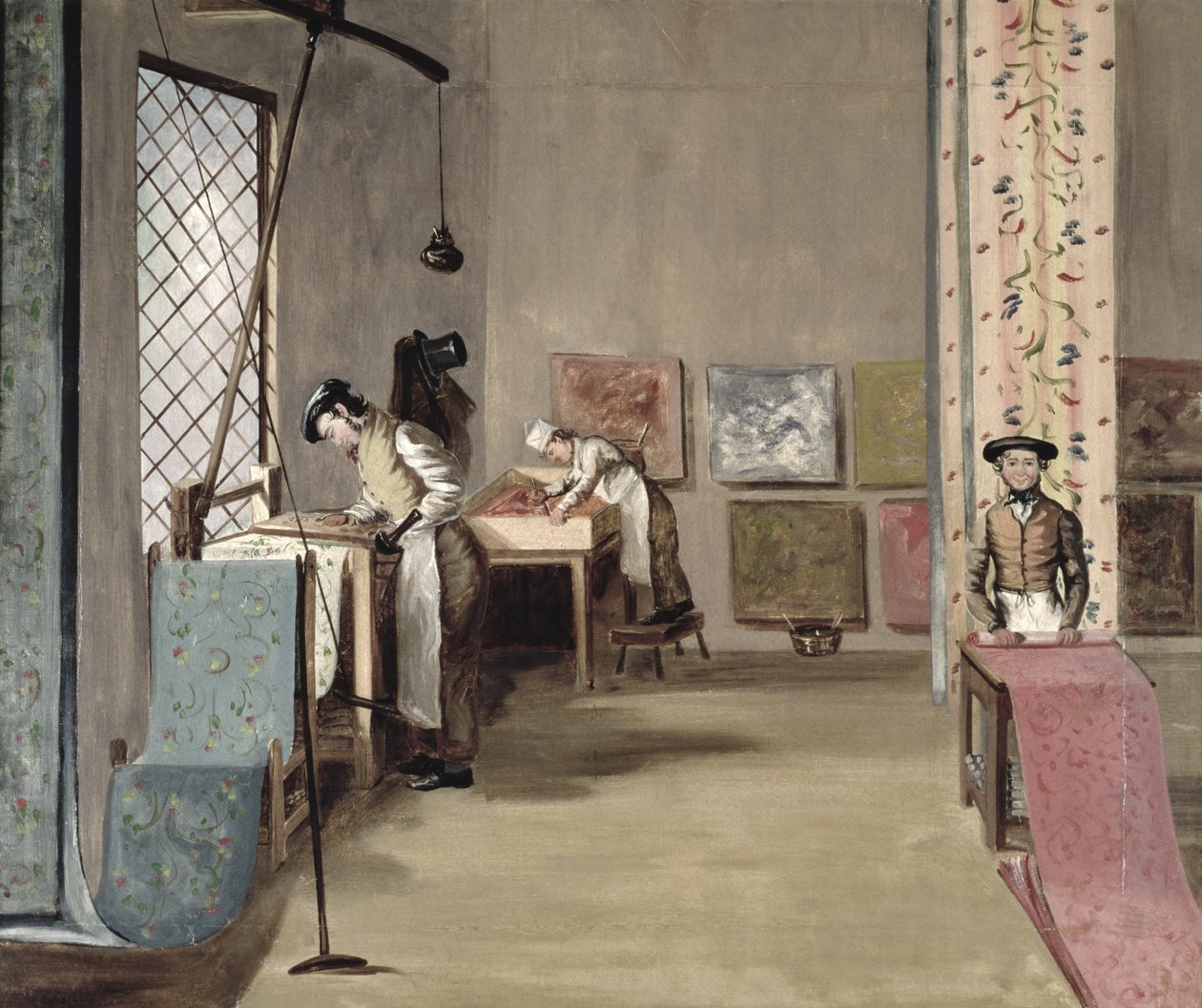 Interior of a Wallpaper Manufactory by English School
