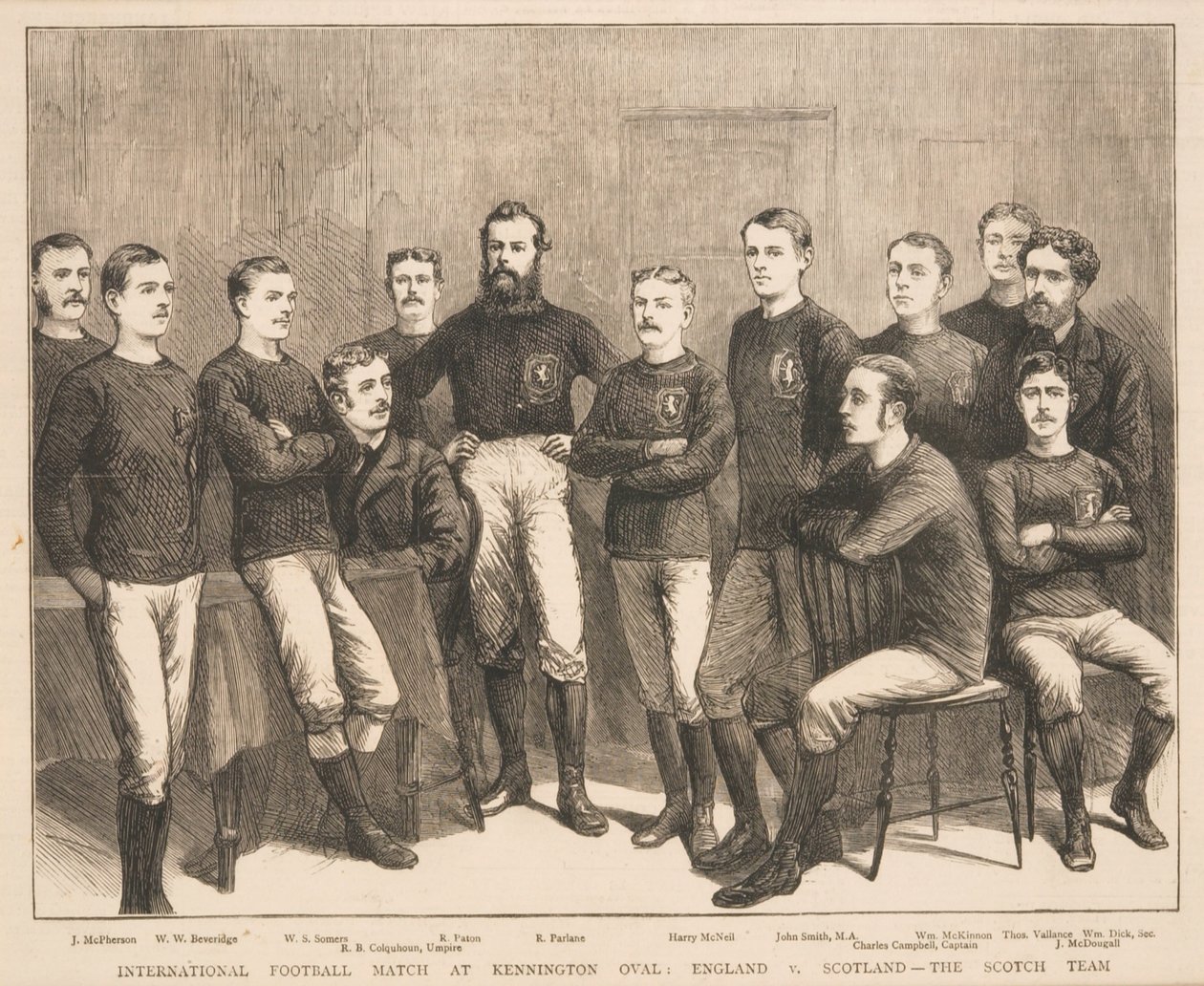 International Football Match at Kennington Oval: England vs. Scotland - The Scotch Team, from The Graphic, 1879 by English School