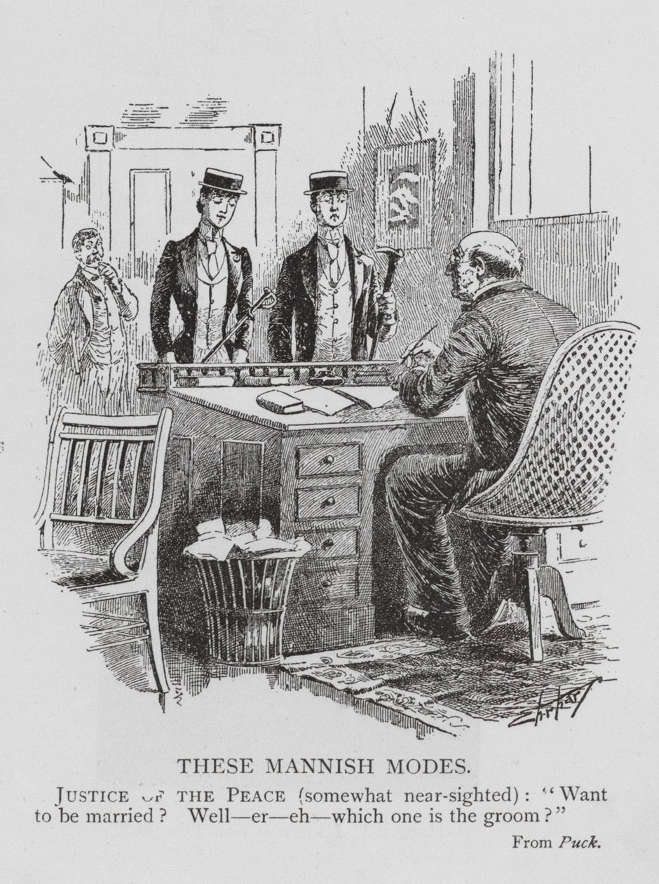 Justice of the Peace Struggling to Identify the Bride from the Groom Due to Mannish Fashions by English School