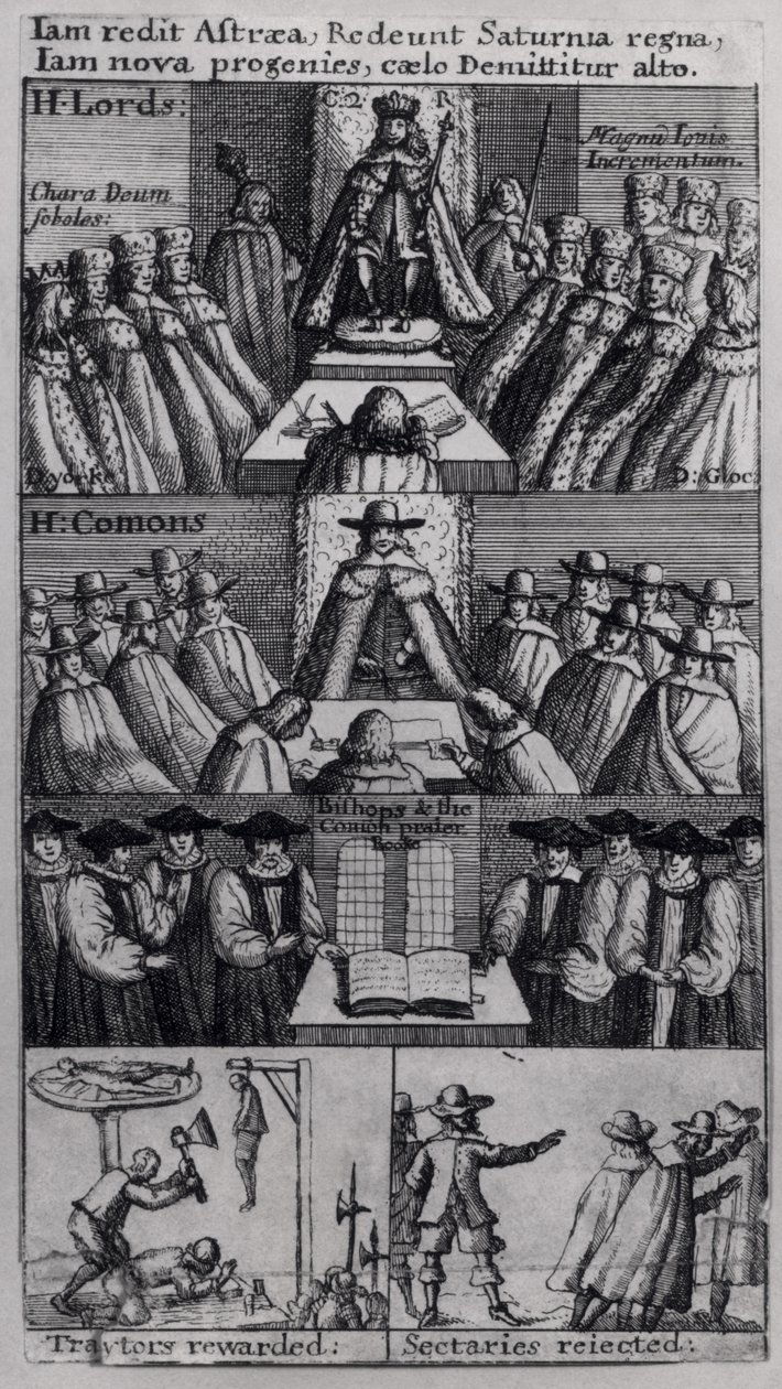 King Charles II (1630-85) with the Houses of Parliament, 1660 by English School