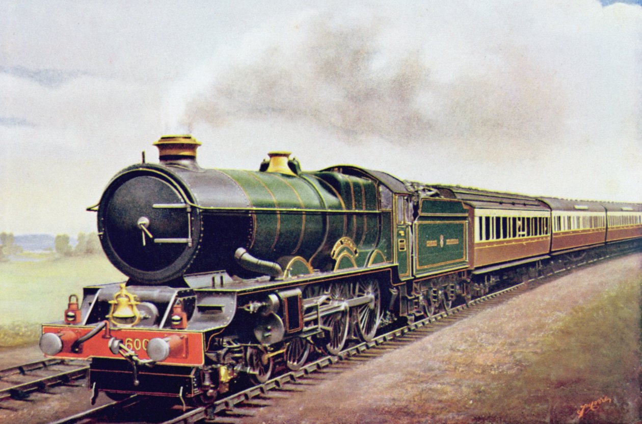 King George V of the G.W.R Cornish Railway Express, illustration from The Wonder Book of Railways, fourteenth edition edited by Harry Golding, 1929 by English School