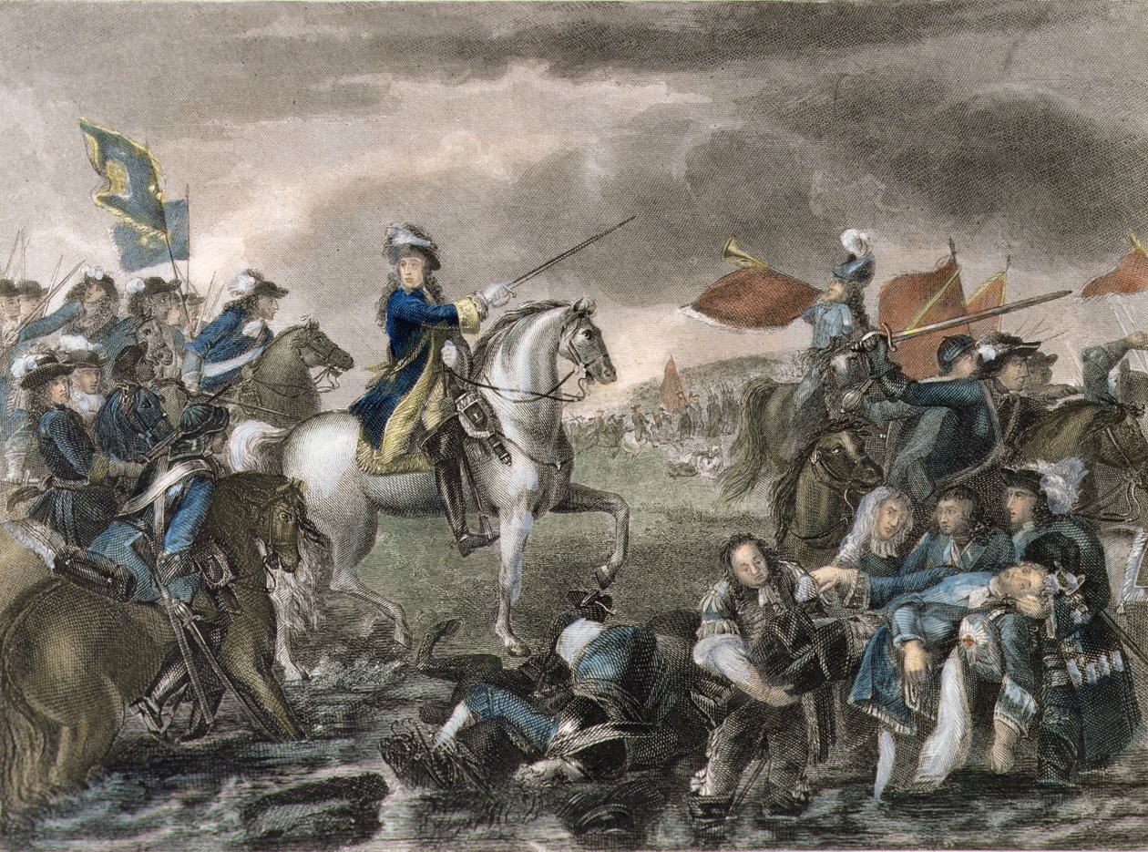 King William III (1650-1702) at the Battle of the Boyne by English School