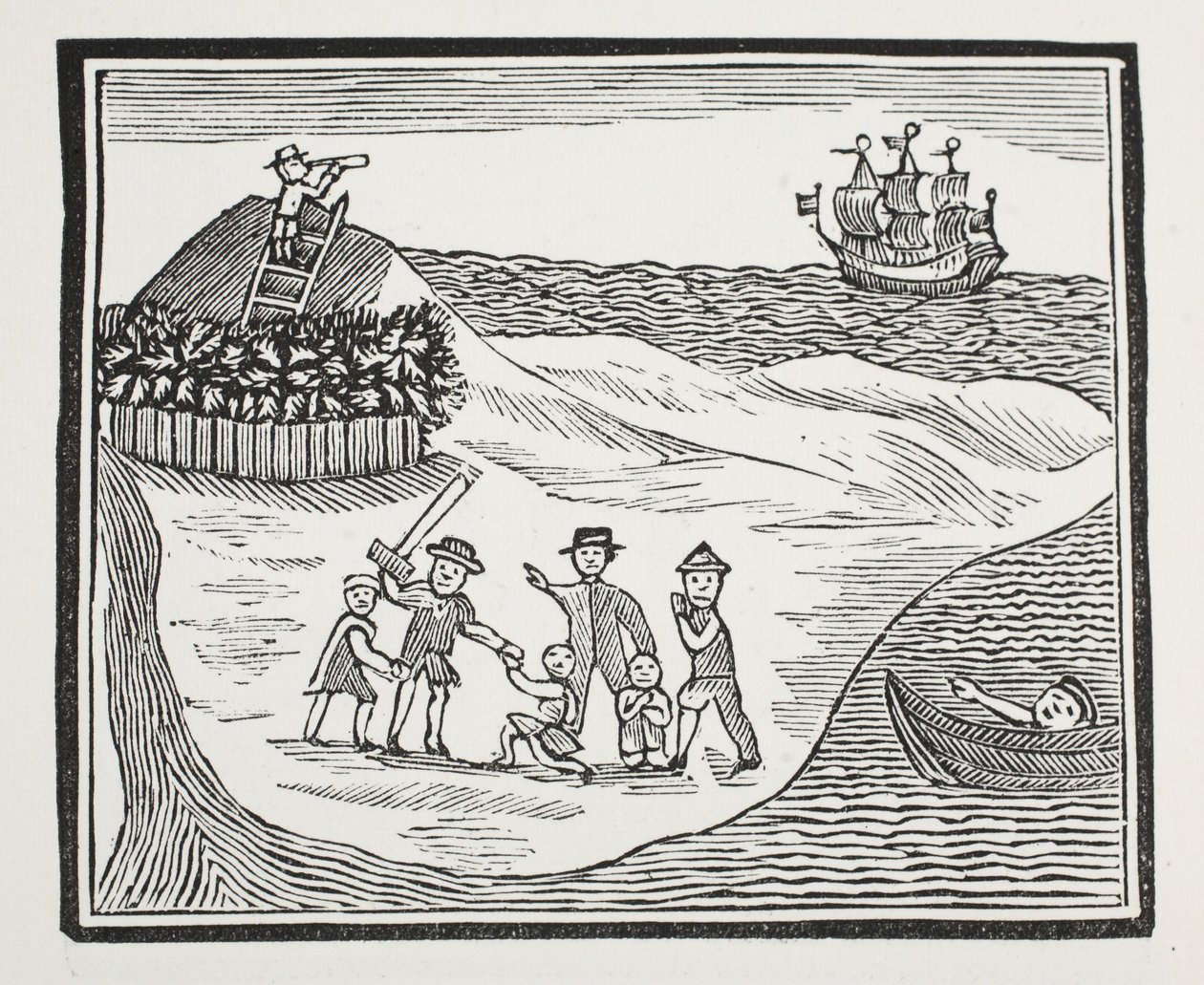 Landing of Mutinous Crew on Island by English School