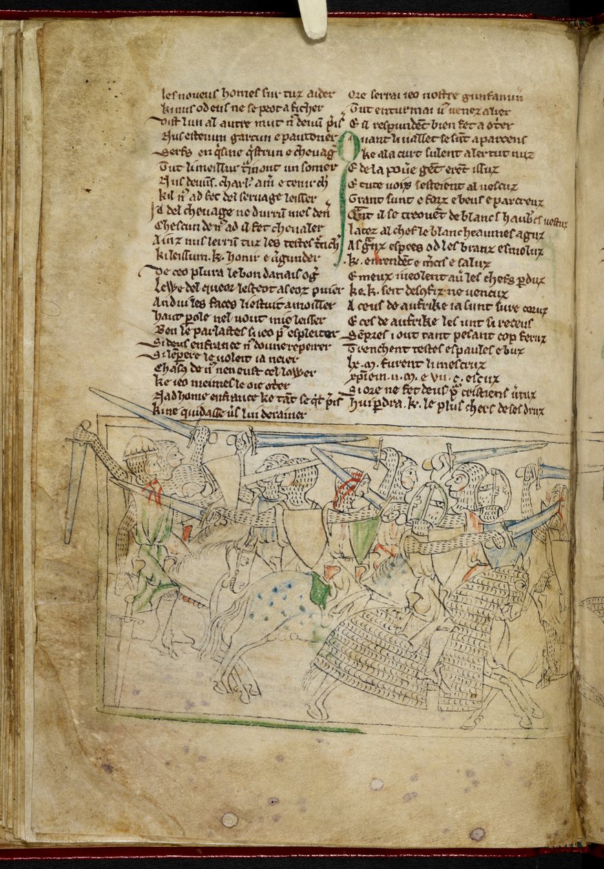 A battle between mounted knights, from 