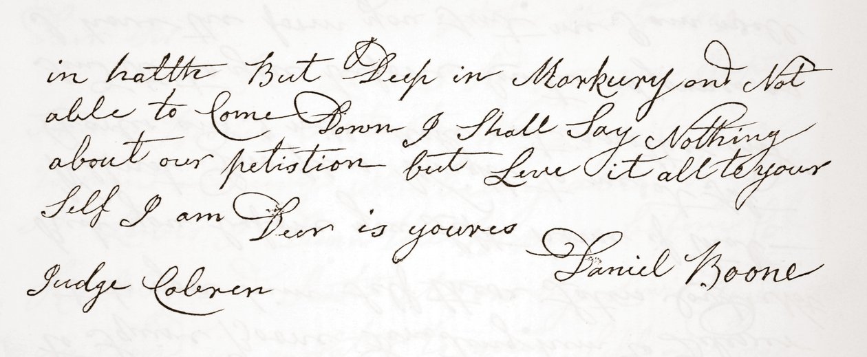 Letter from Daniel Boone to Judge John Cobren, original dated 5th October, 1809 by English School