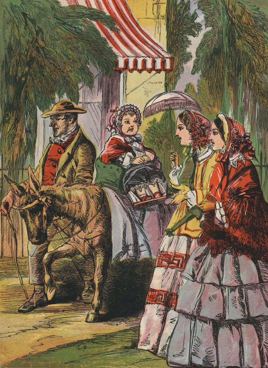 Little Girl Riding a Donkey by English School