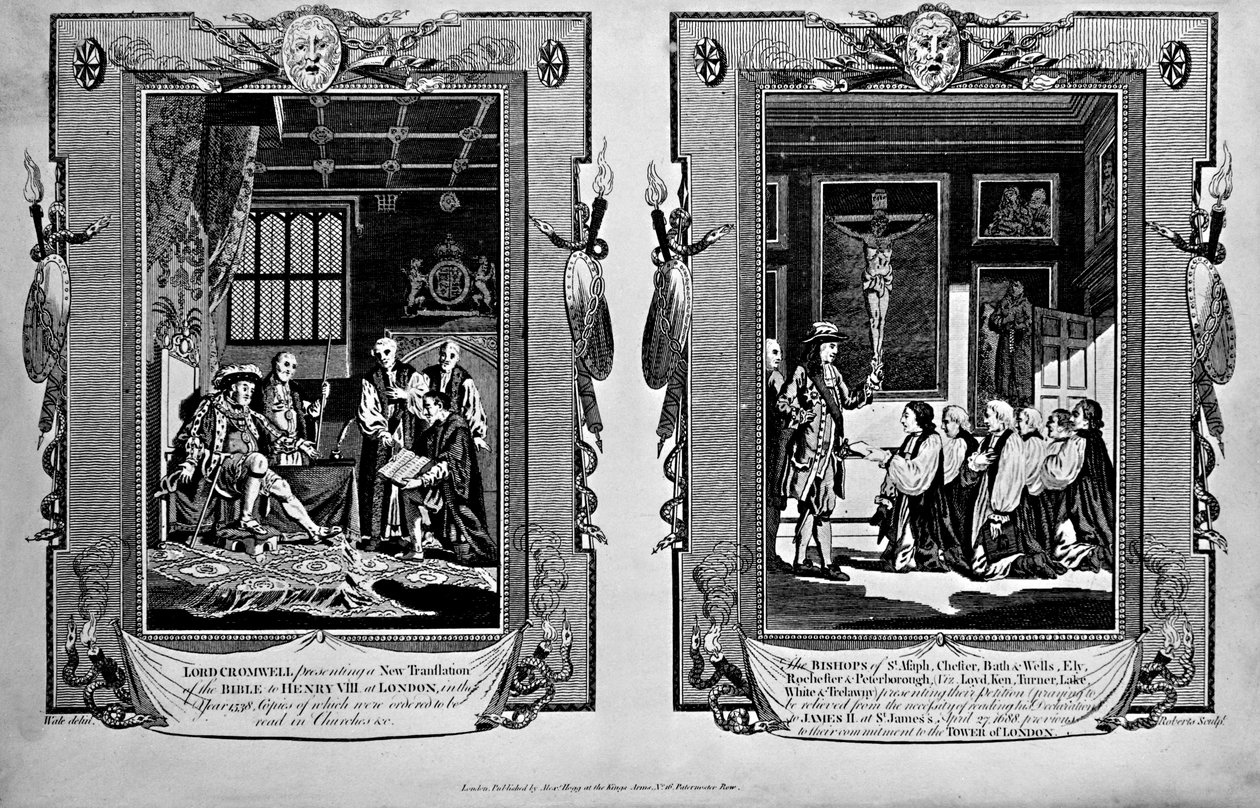 Lord Cromwell Presents the Bible to Henry VIII and Bishops Presenting Petition to James II in 1688, from 