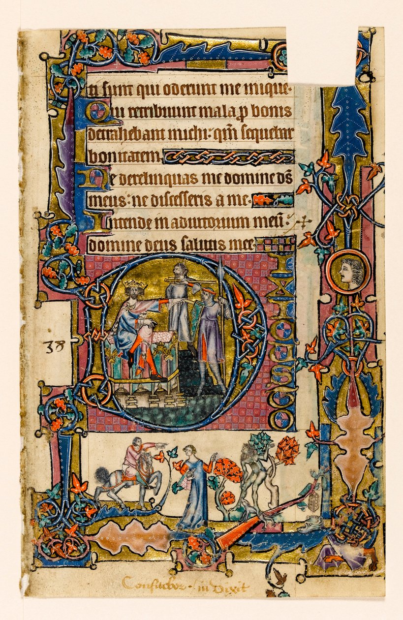 Saul Sending Doeg to Kill the Priests of Nob, Historiated Initial from the Macclesfield Psalter, Use of Sarum, East Anglia (c.1330) by English School