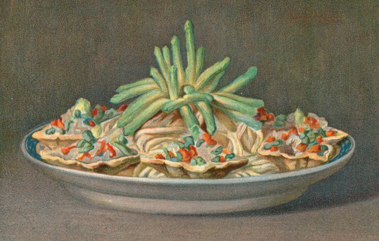 Macedoines in cases with Asparagus by English School