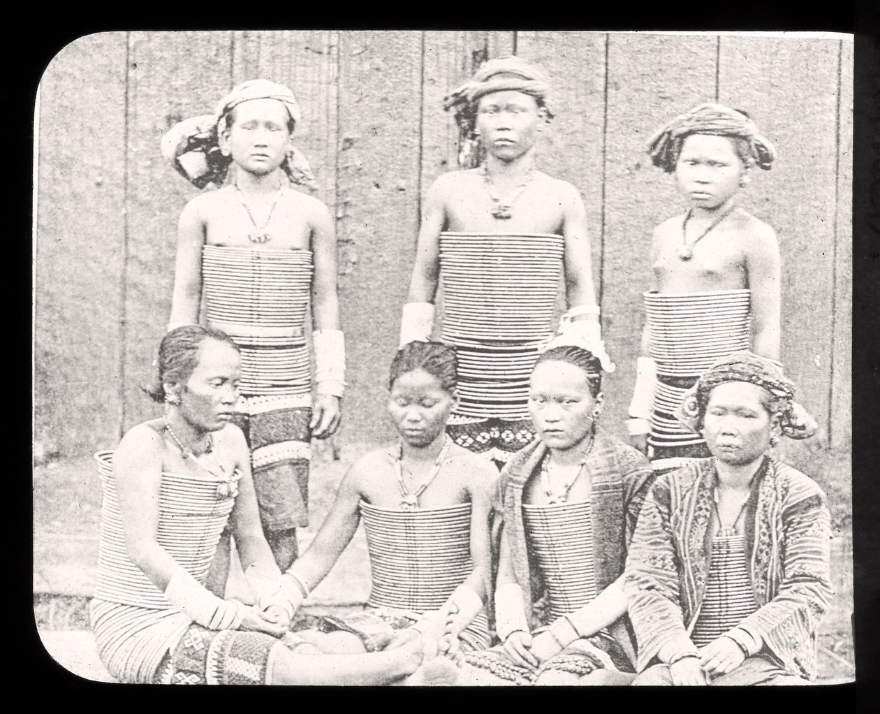 Magic Lantern Slide Showing Women of the Sea Dyas Tribe, Borneo c.1900 by English School