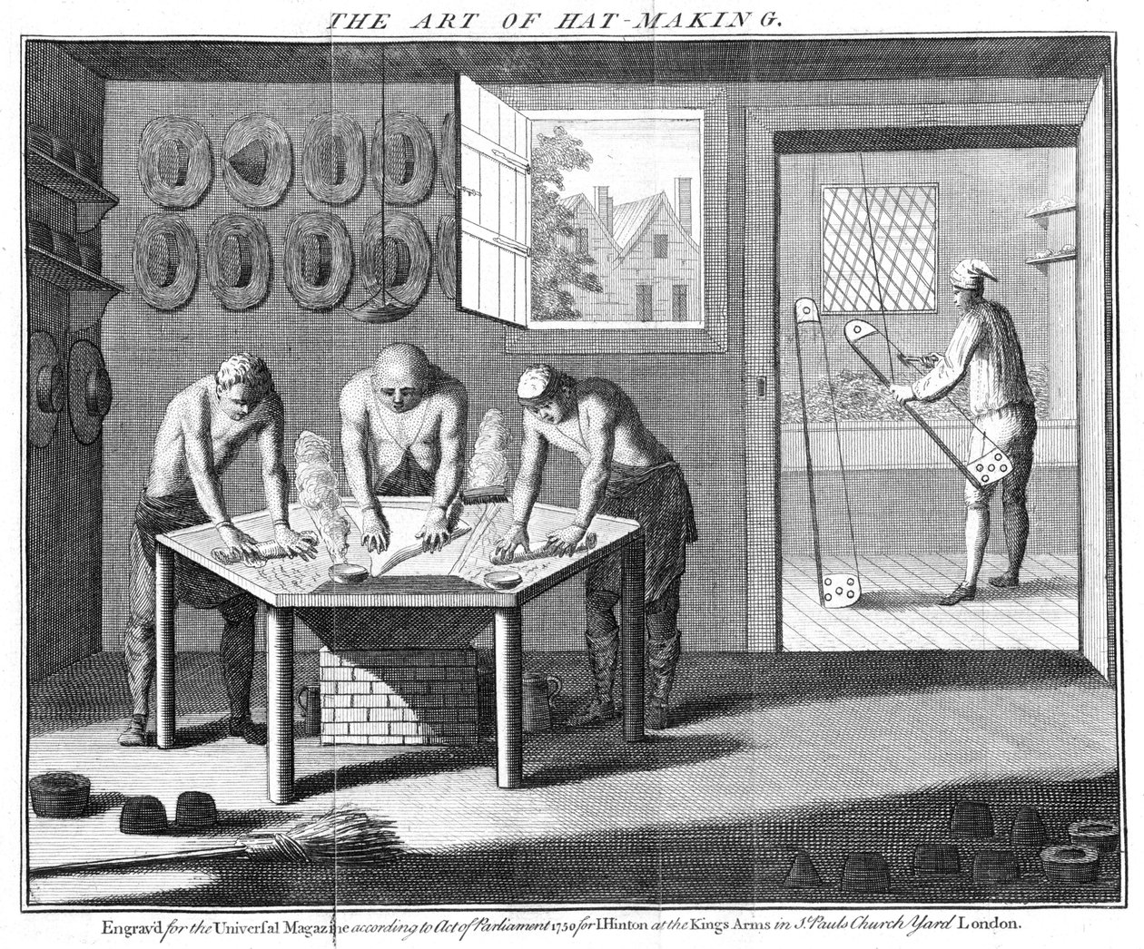 Making Beaver Hats, from The Universal Magazine, London, Published in 1750 by English School