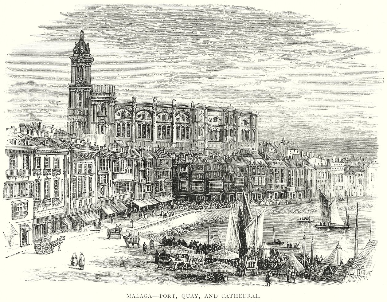Malaga – Port, Quay, and Cathedral by English School