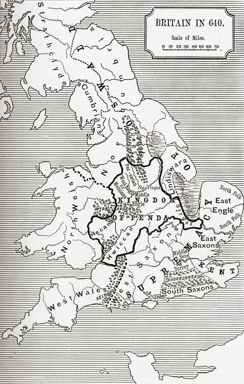 Map of Britain in 640, from The Northumbrian Kingdom in 