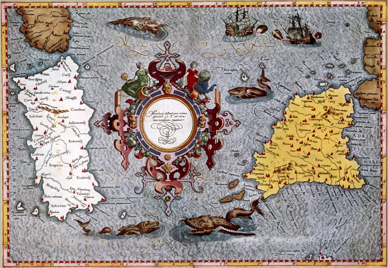 Map of Sardinia and Sicily, Ptolemy