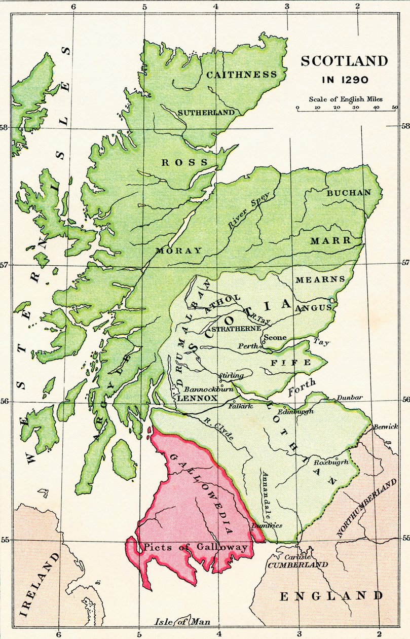 Map of Scotland in 1290, from 