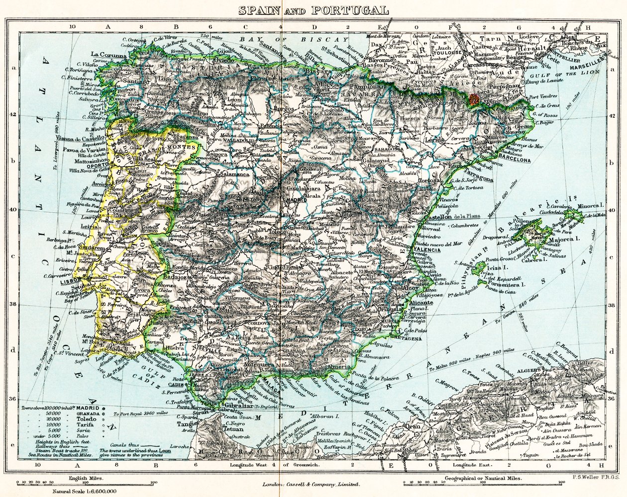 Map of Spain and Portugal by English School