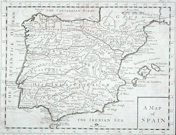 Map of Spain and Portugal, late 18th century by English School