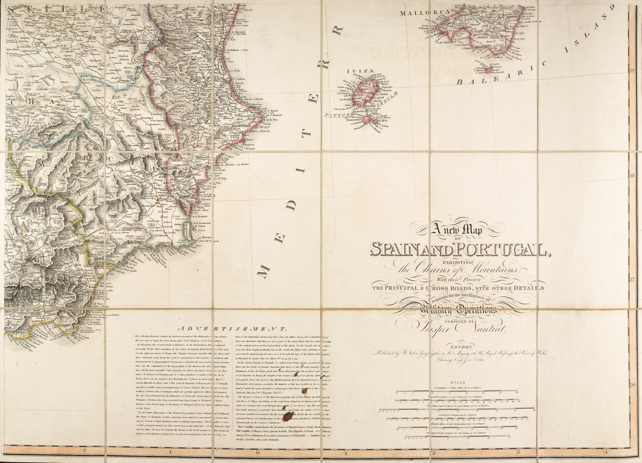 Map of Spain said to have been used by the Duke of Wellington by English School