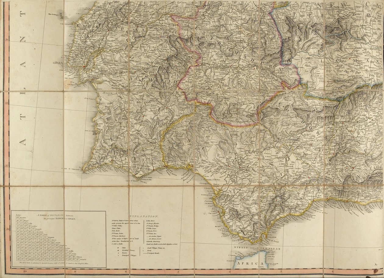 Map of Spain Said to Have Been Used by the Duke of Wellington by English School