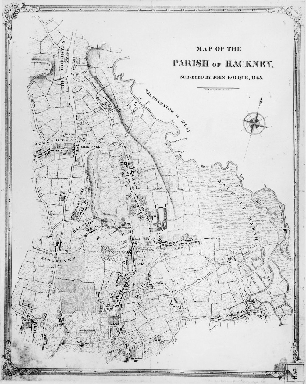 Map of the Parish of Hackney, surveyed by John Rocque (c.1709-1762) 1745 by English School