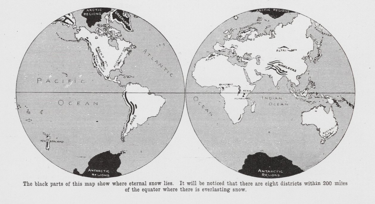 Map Showing Where Eternal Snow Lies by English School