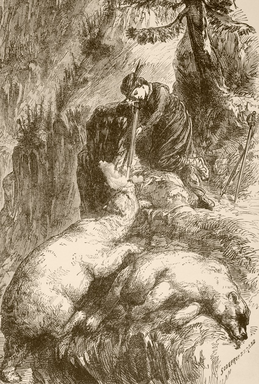 Marguerite de Roberval Shoots Two Bears on the Isle of Demons off Newfoundland by English School