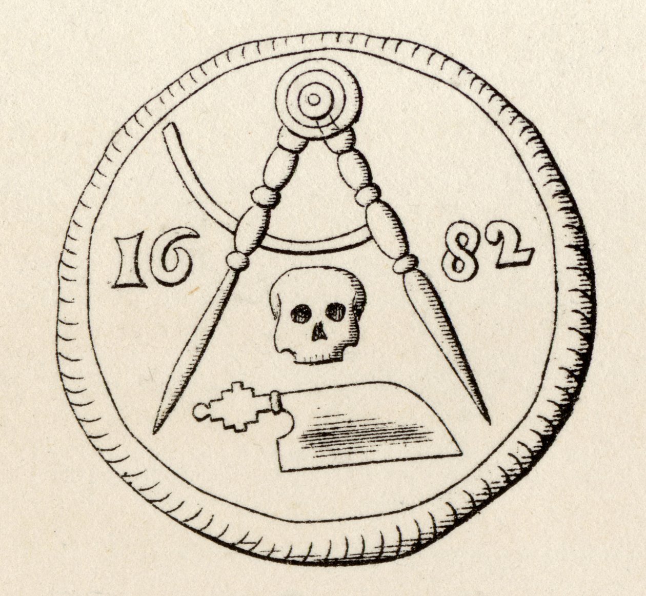 Masonic seal of the Carpenters of Maestricht, dated 1682, from 