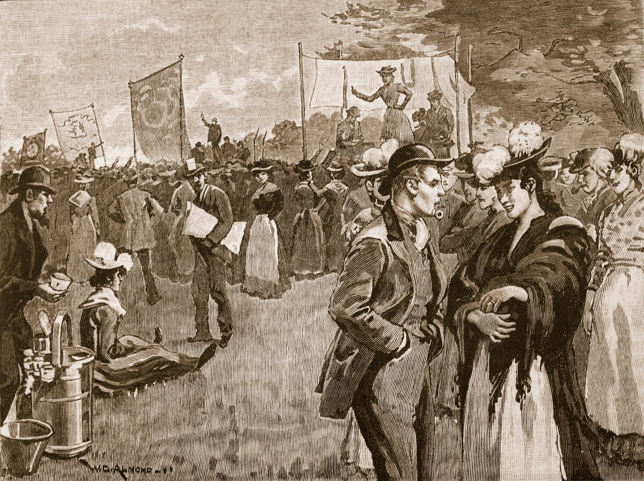 Meeting of Washerwomen in Hyde Park, 1891, Illustration from Cassell