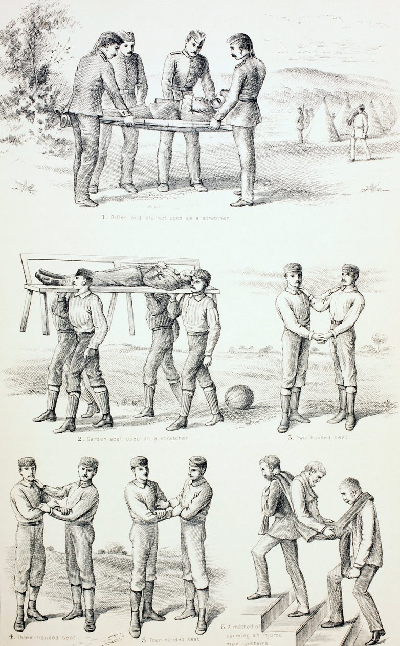 Methods of Carrying Injured Persons, c.1890 by English School