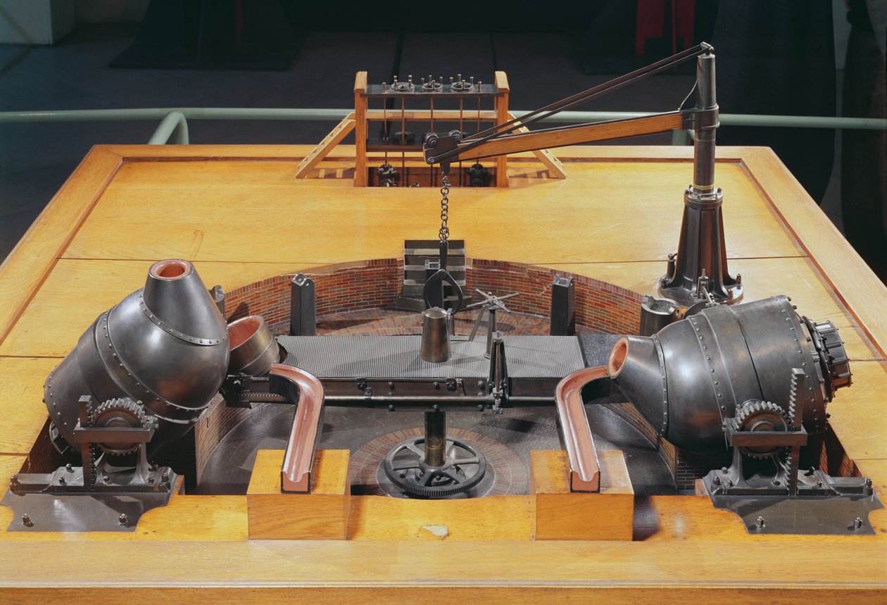 Model of the convertor invented by Henry Bessemer in 1855 by English School