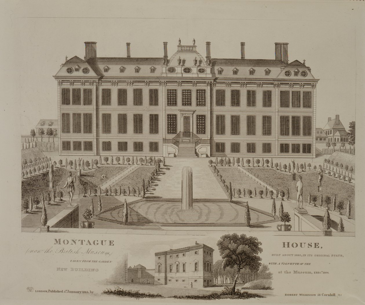 Montague House, now the British Museum, 1813 by English School